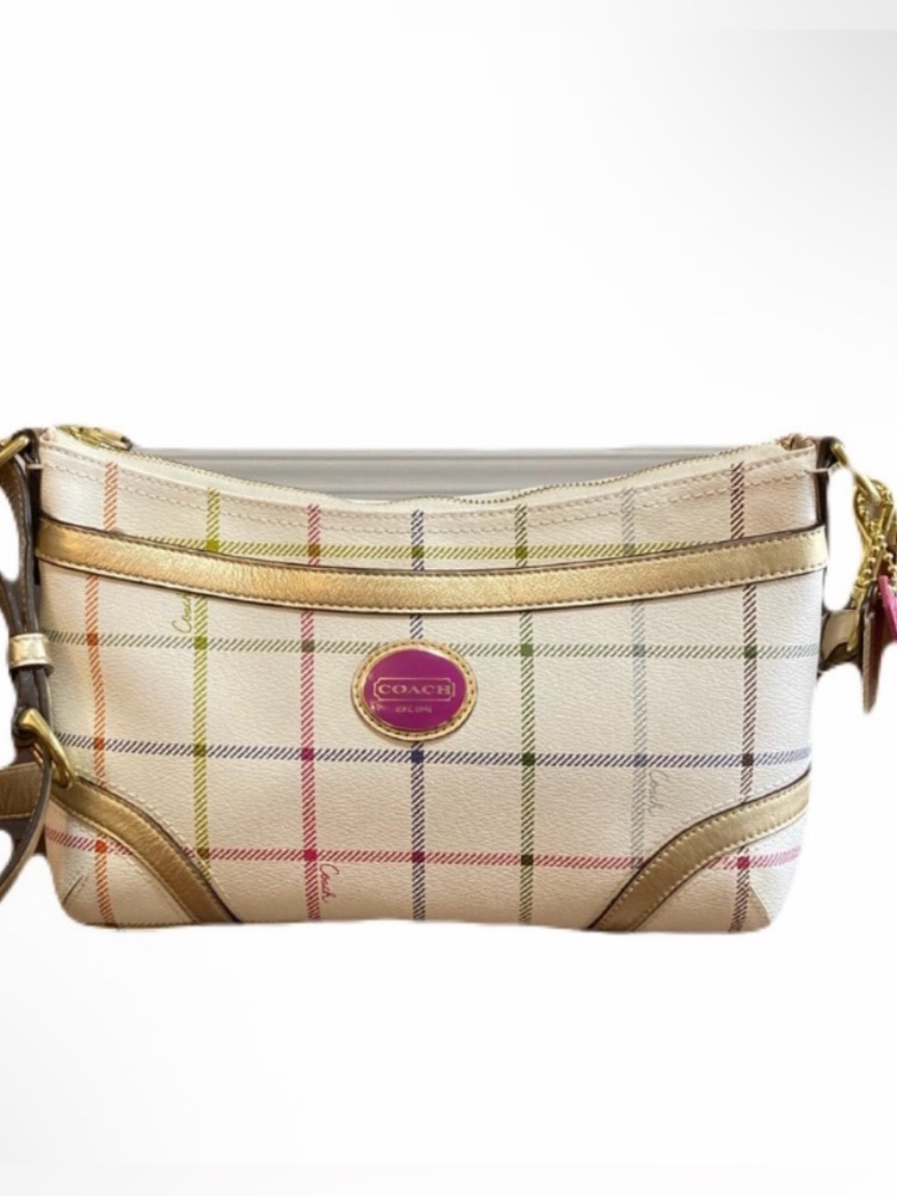 Coach Peyton Tattersall Plaid Shoulder Bag Heritage Collection Style 19173 EUC